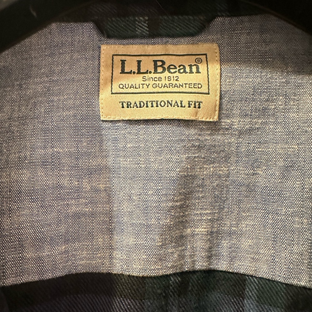 L.L. Bean Men's Navy and Teal Plaid Shirt - Picture 2 of 3